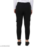 Comfy cotton blend black printed ankle-length jogger pant for women - sizes XS26 to XXL38/40